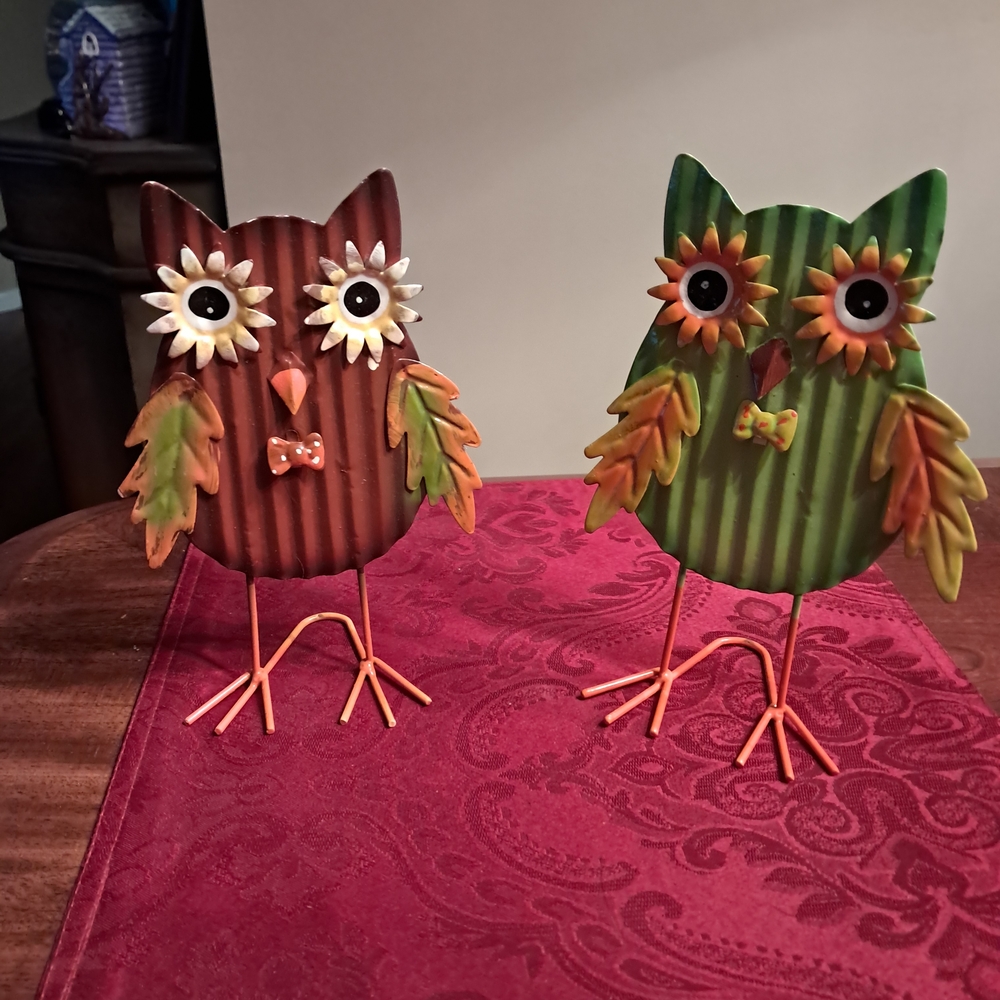 Colorful Metal Owl Figurines